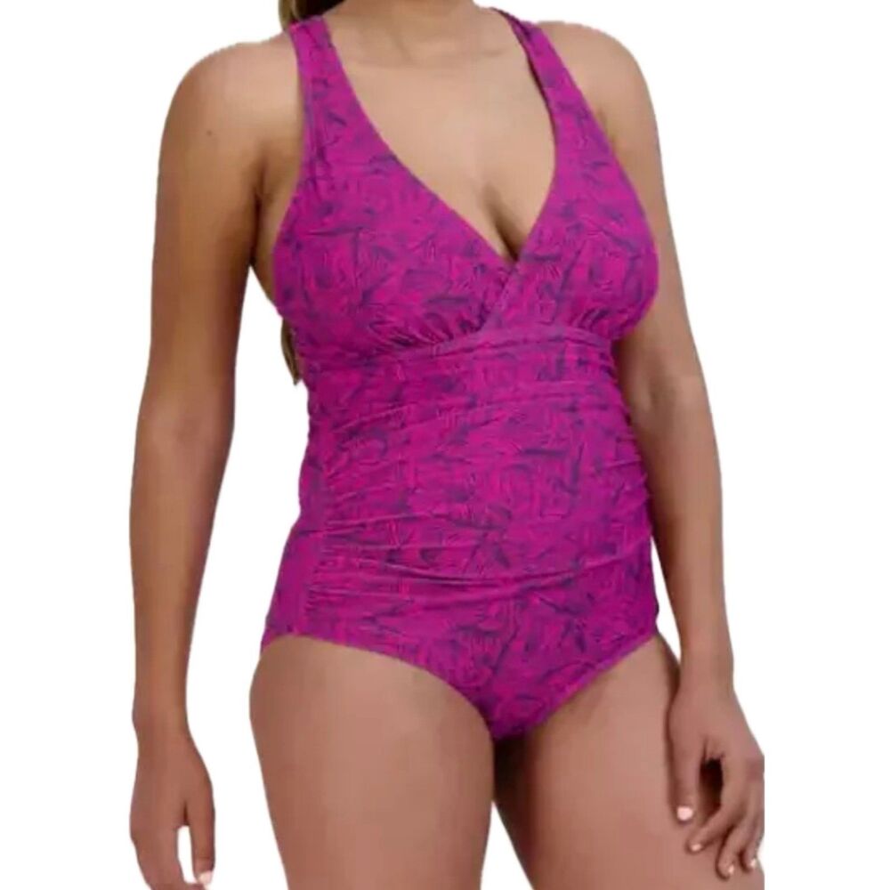 Eddie Bauer Women's Ruched Shaping Twisted Racerback Padded One Piece Swimsuit S